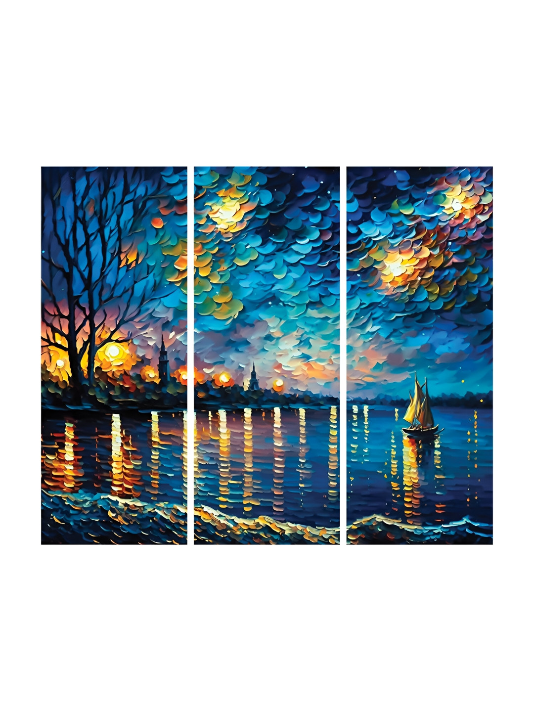 RANDOM Blue & Yellow 3 Pieces Canvas Painting Wall Art