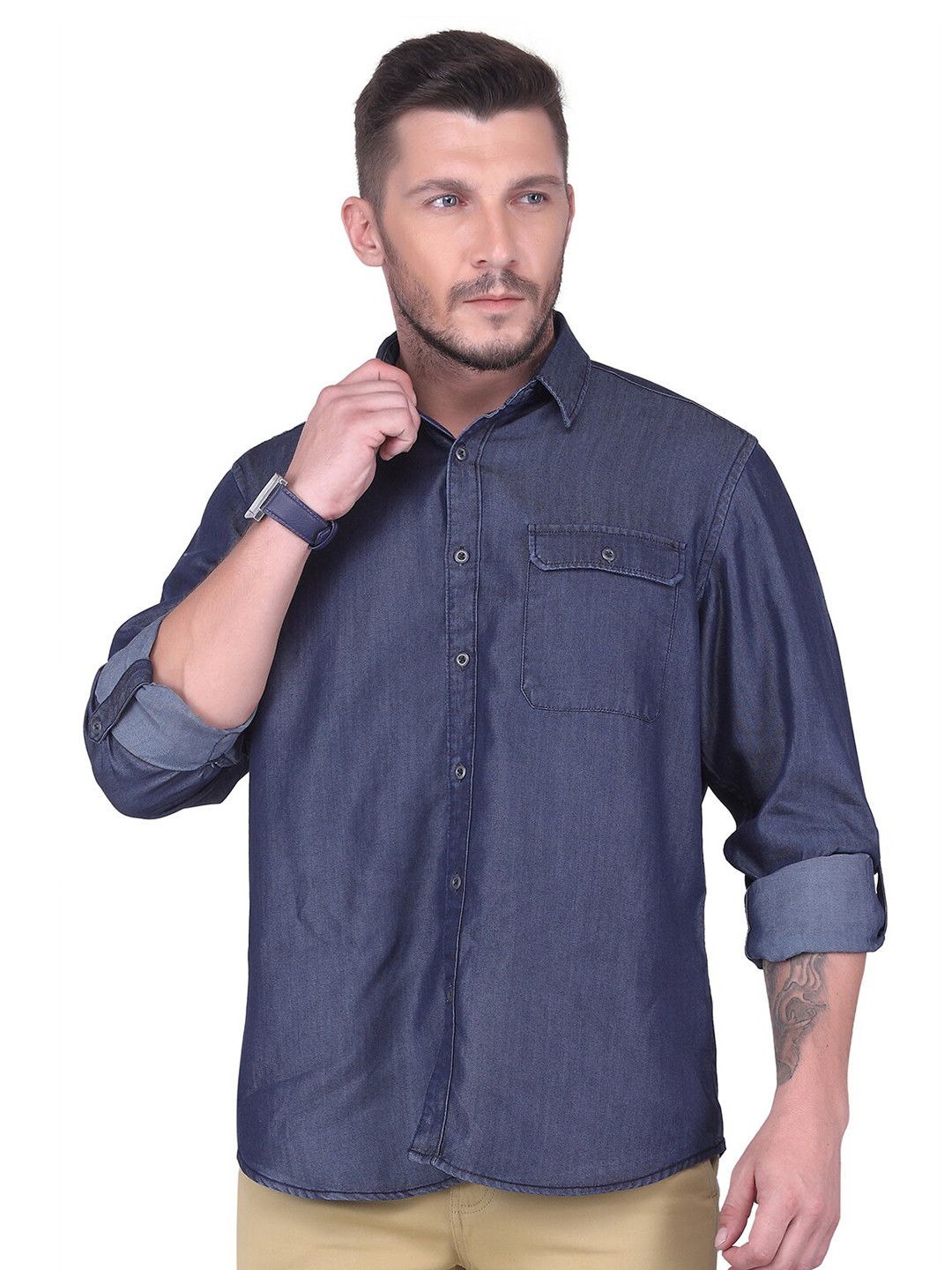 USMC Relaxed Spread Collar Chambray Shirt