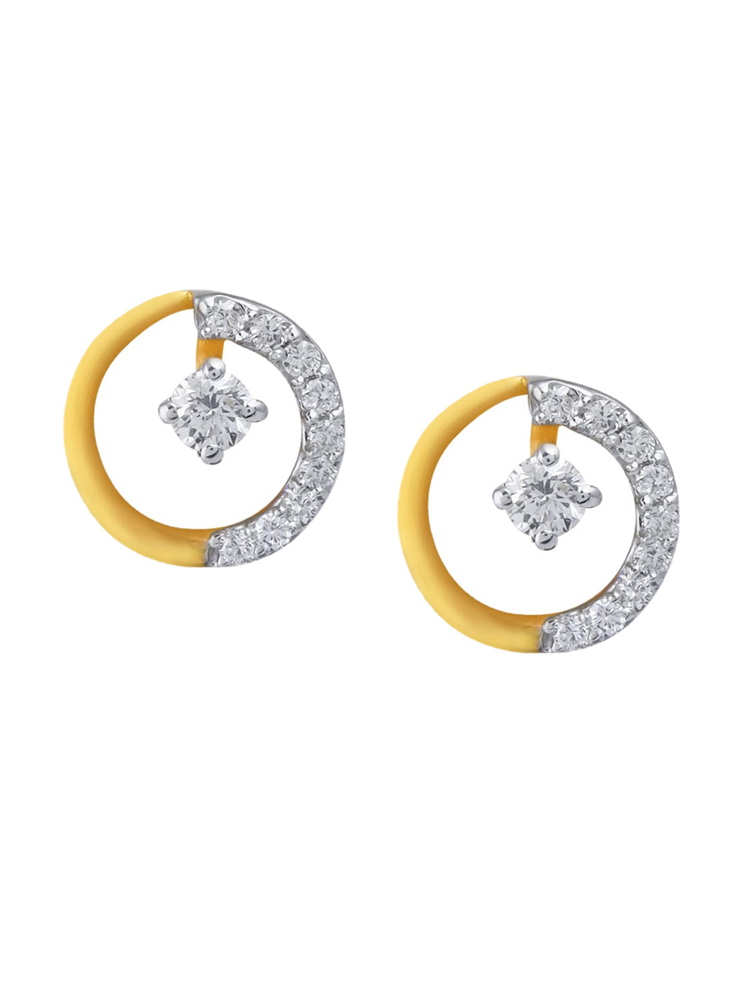 BHIMA 18K BIS Hallmark (750) Diamond Twilight  Rounded Stud Earrings