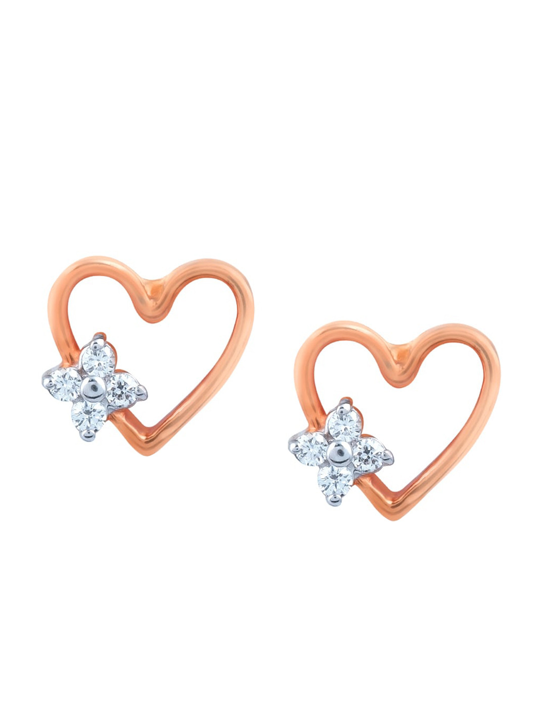 BHIMA Jewels 18K Hallmark 750 Purity Rose Gold Heart Diamond Stud