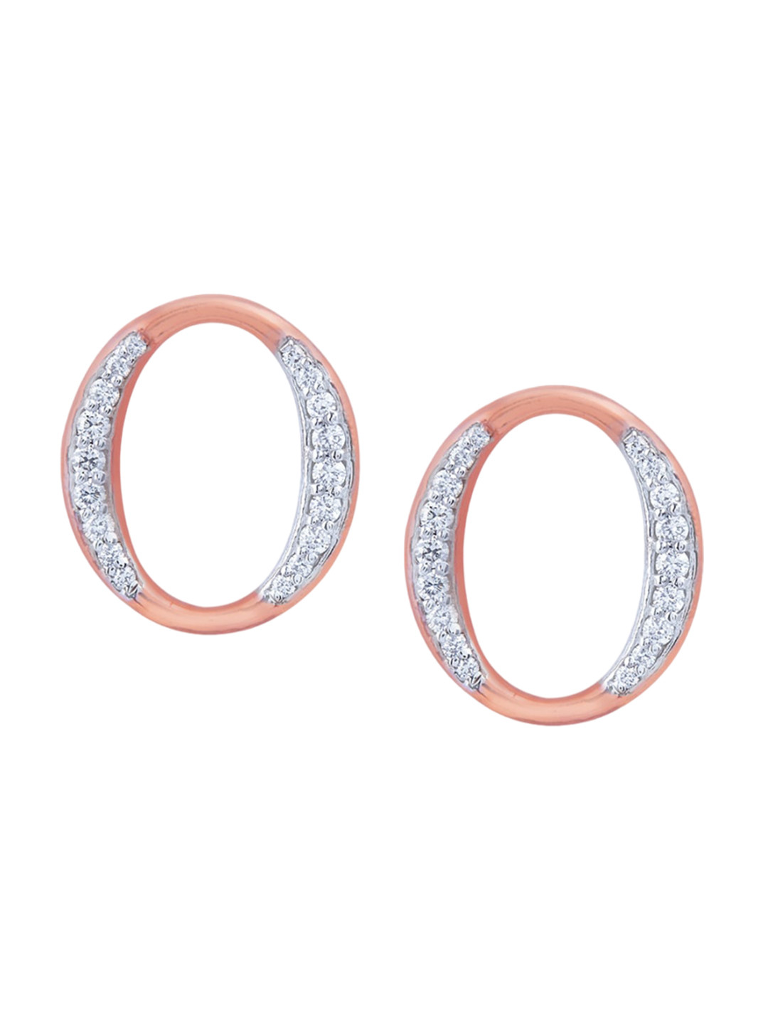 BHIMA Jewels 18K Hallmark 750 Purity Rose Gold Oval Diamond Stud