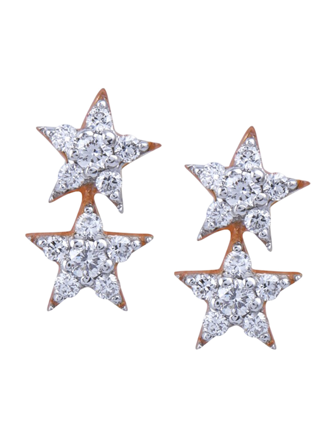 BHIMA Jewels 18K Hallmark 750 Purity Rose Gold Floral Diamond Stud