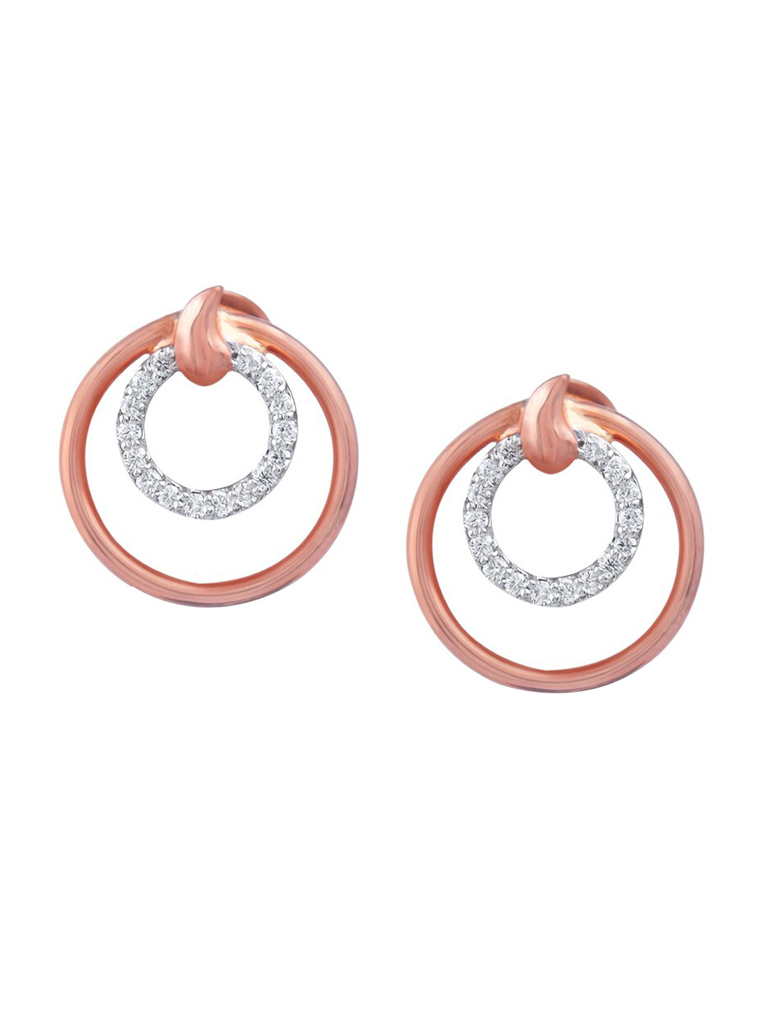 BHIMA Jewels 18K Hallmark 750 Purity Rose Gold Round Diamond Stud