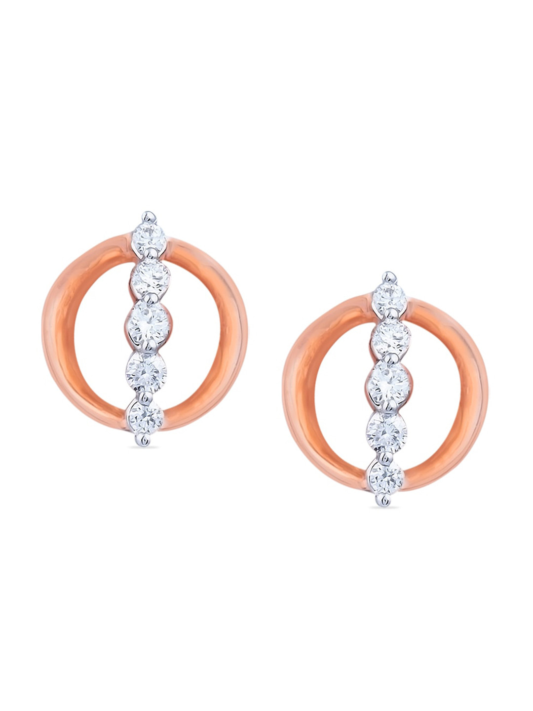 BHIMA Jewels 18K Hallmark 750 Purity Rose Gold Round Diamond Stud