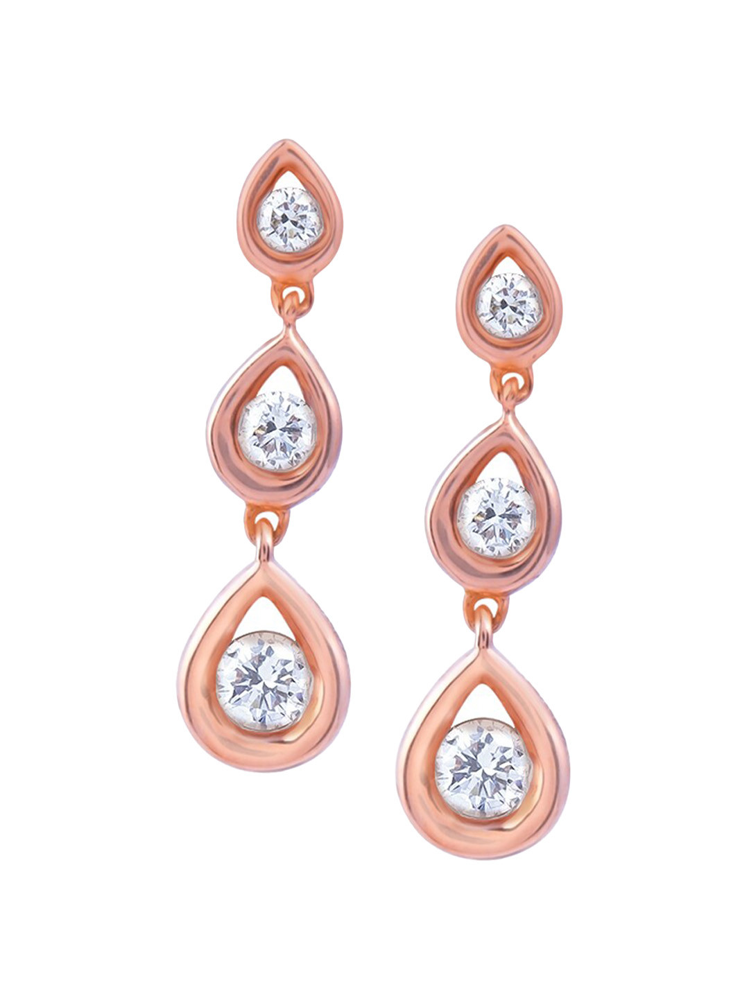 BHIMA Jewels 18K Hallmark 750 Purity Rose Gold Oval Shape Diamond Stud