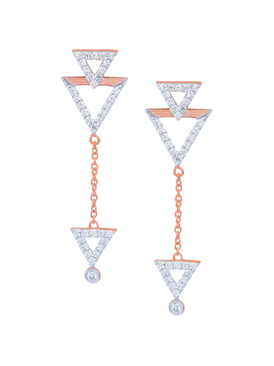 BHIMA Jewels 18K Hallmark 750 Purity Rose Gold Triangle Diamond Stud