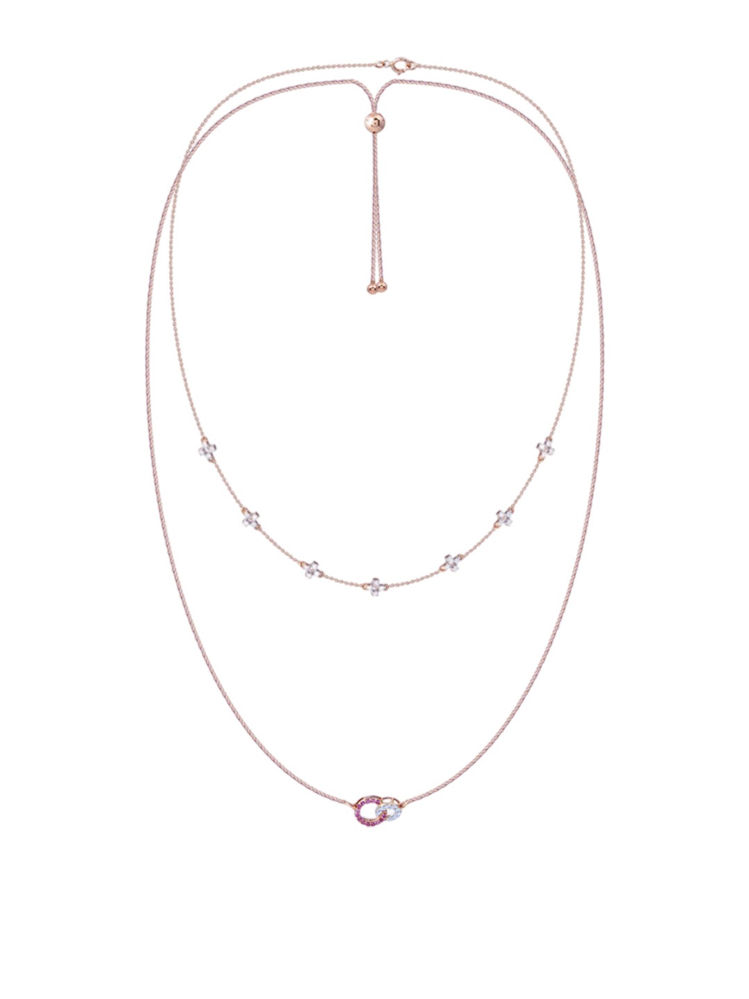 BHIMA Jewels 18K Hallmark 750 Purity Rose Gold Round Diamond Necklace