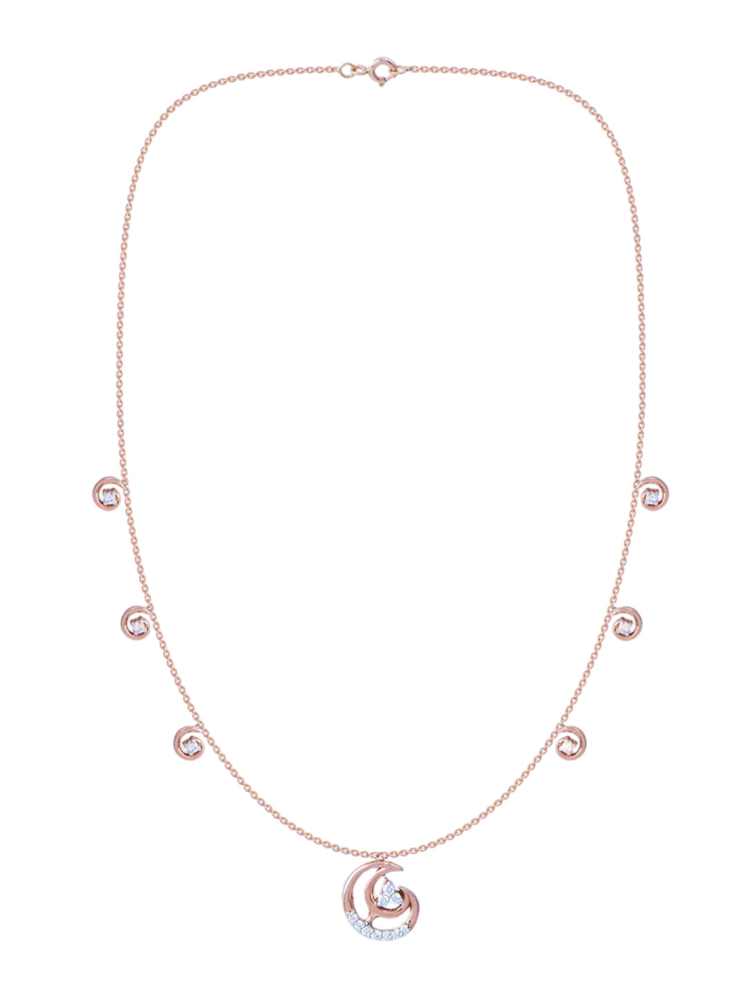 BHIMA Jewels 18K Hallmark 750 Purity Rose Gold Floral Diamond Necklace