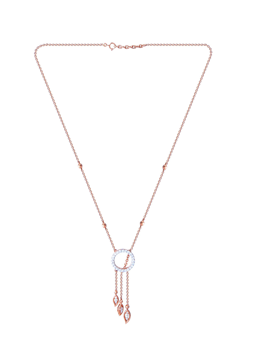 BHIMA Jewels 18K Hallmark 750 Purity Rose Gold Oval Diamond Necklace