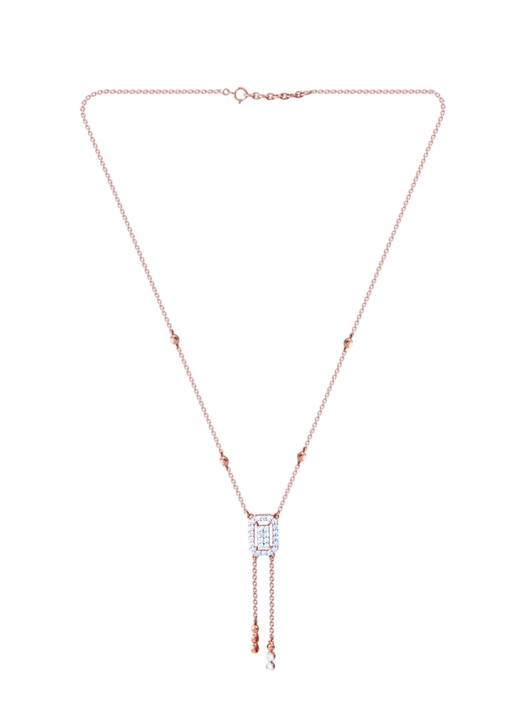 BHIMA Jewels 18K Hallmark 750 Purity Rose Gold Square Diamond Necklace