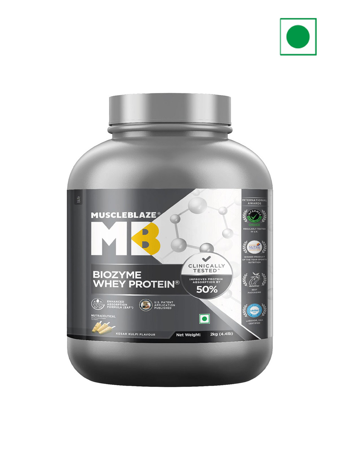 MuscleBlaze Biozyme Whey Protein-Kesar Kulfi Flavor- 2 kg