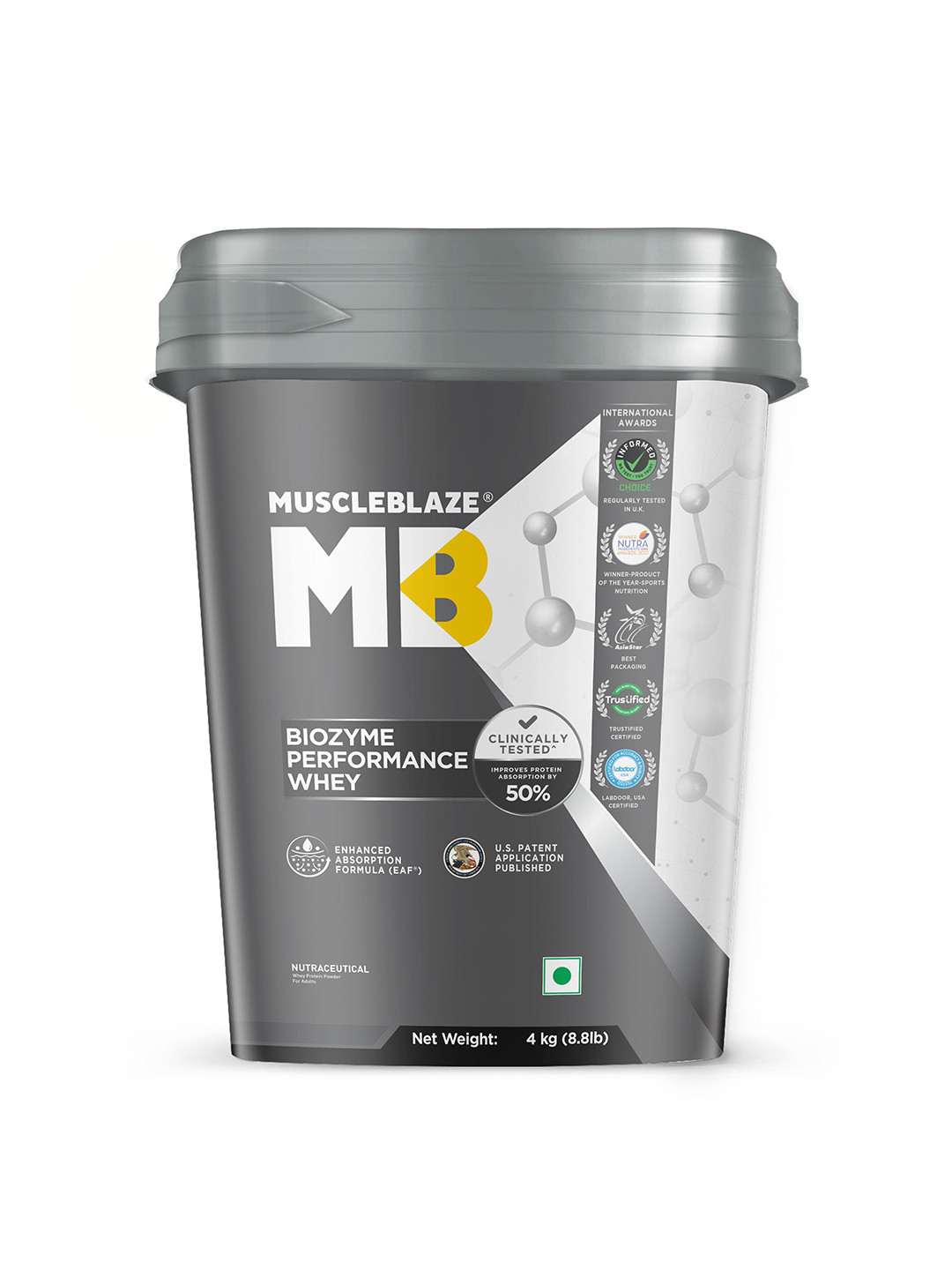 MuscleBlaze Biozyme Performance Whey Protein- Chocolate Hazelnut Flavour- 4Kg