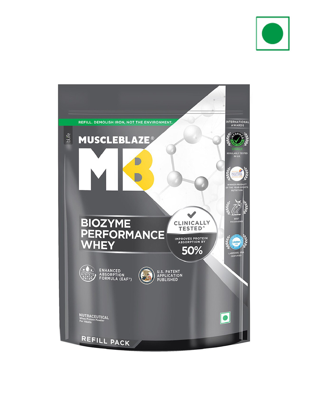 MuscleBlaze Biozyme Performance Whey Protein -1Kg