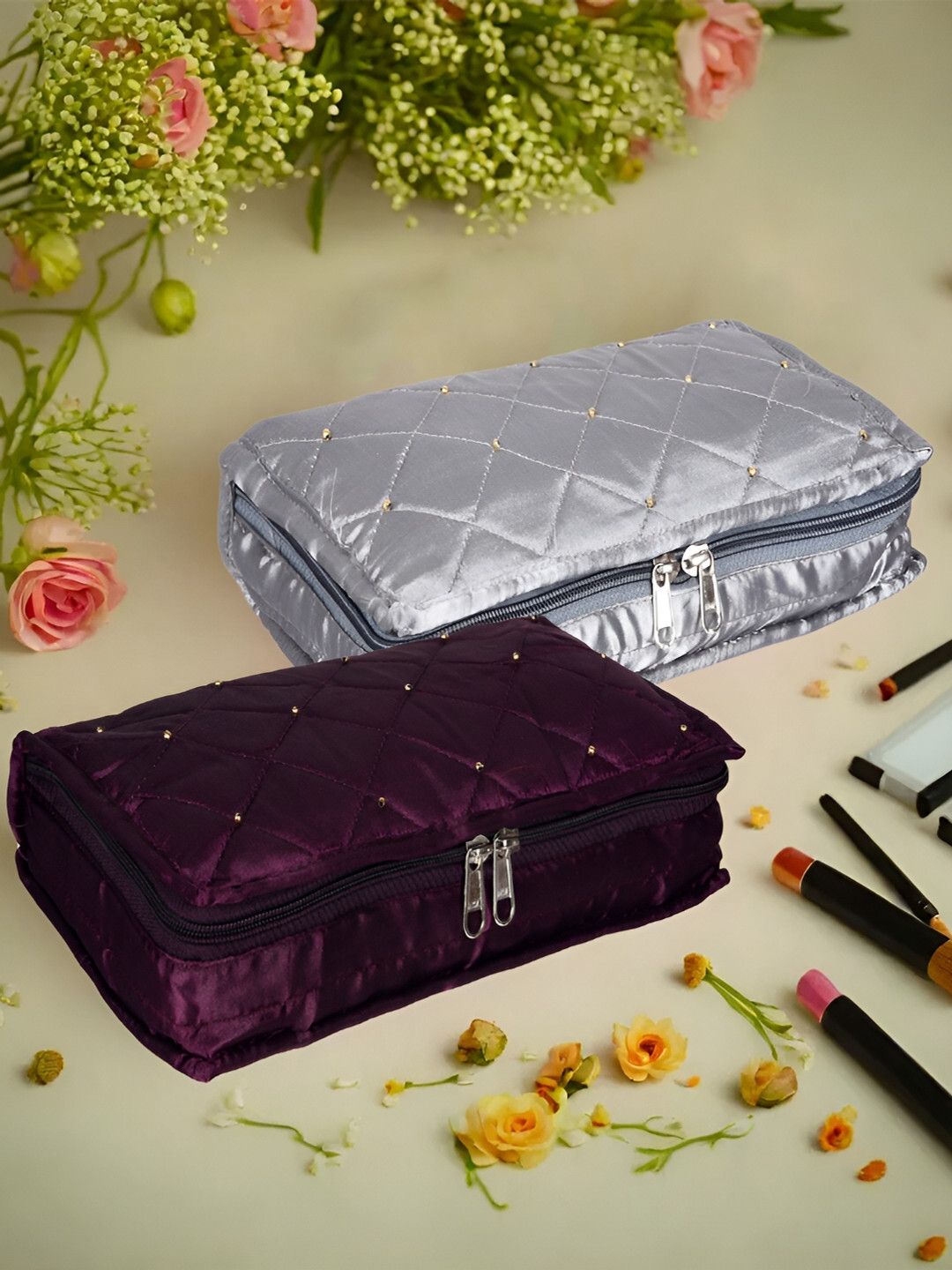Kuber Industries Purple & Grey 2 Pieces Jewellery Organisers