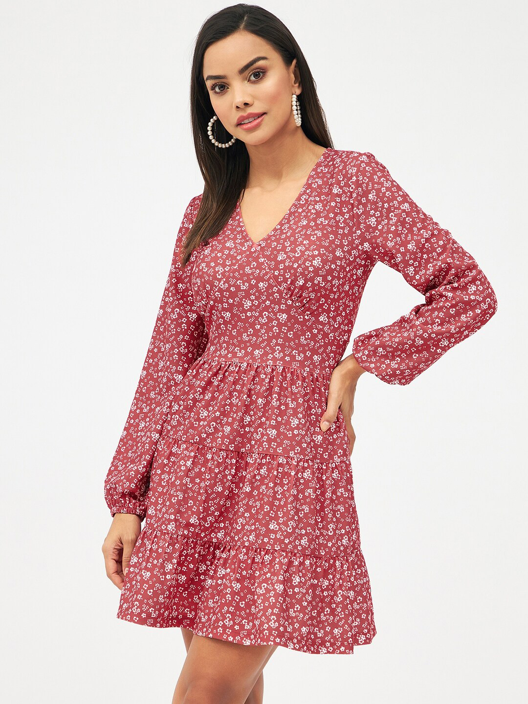 Harpa Floral Print Puff Sleeve Empire Mini Dress