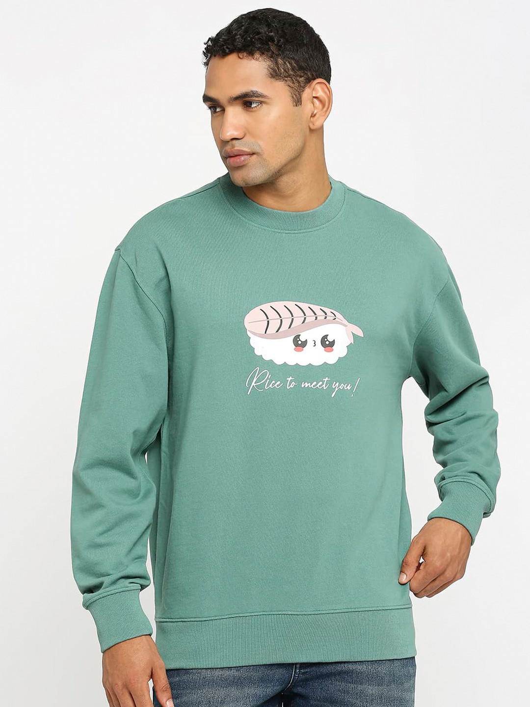 Basics Graphic Printed Round Neck Cotton Comfort Fit Sweatshirt