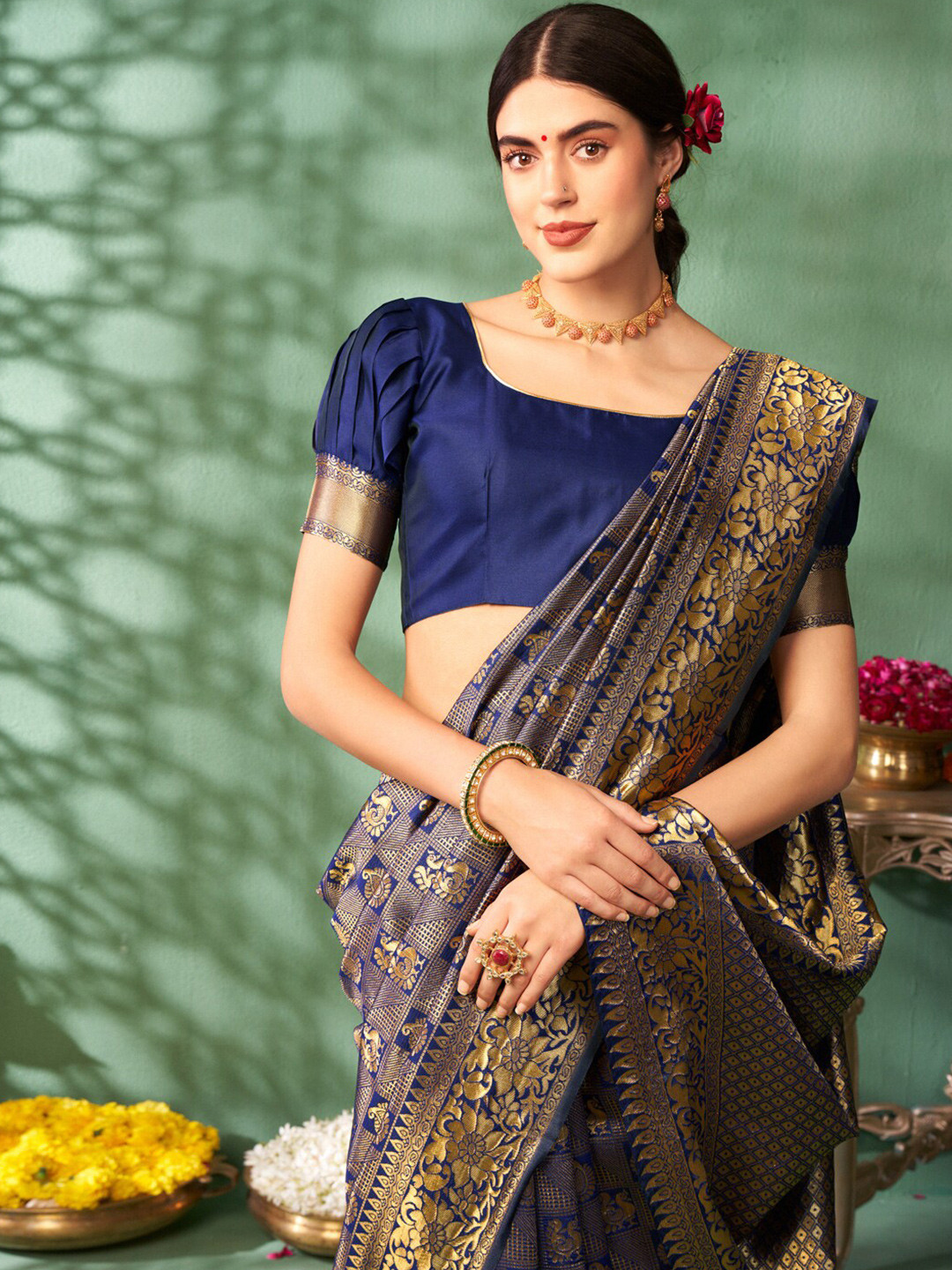 Sangria Embellished Woven Design Pure Silk Patola Saree