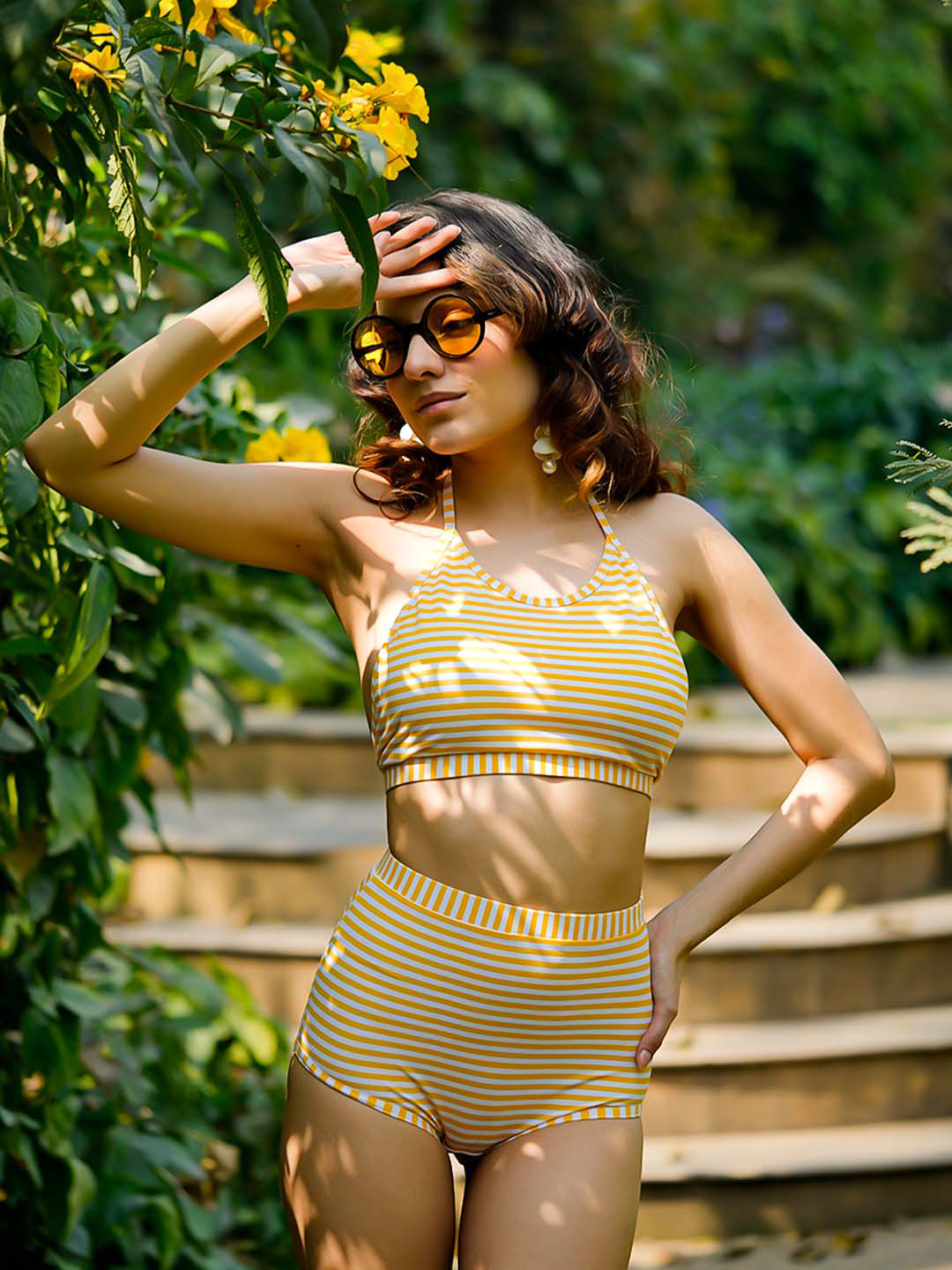 CUKOO Striped Comfort fit Tankini Swim Set