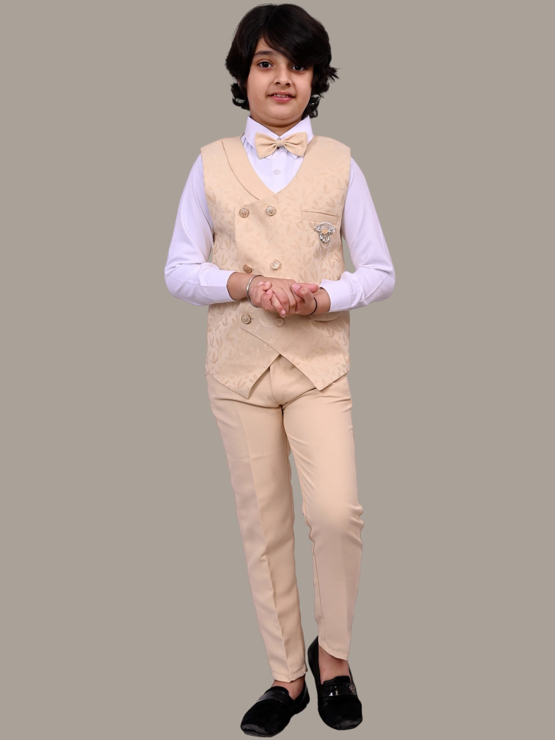 BT DEZINES Boys Double-Breasted 3-Piece Suits Set