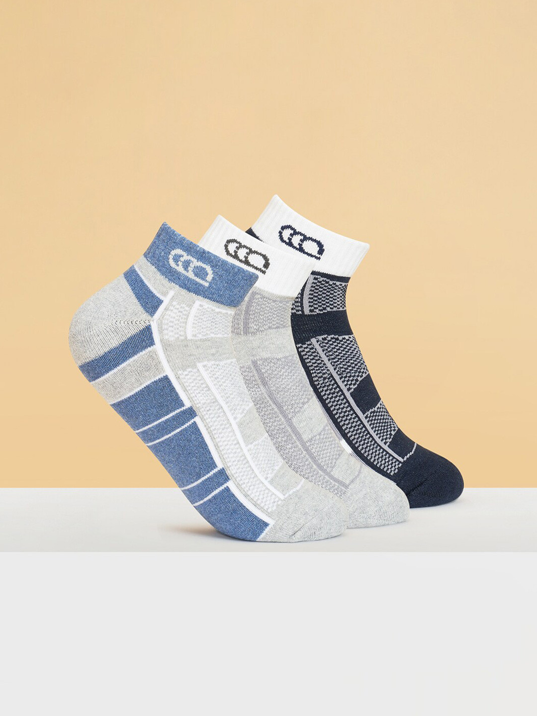 Ajile by Pantaloons Men Pack Of 3 Stiped Ankle-Length  Socks