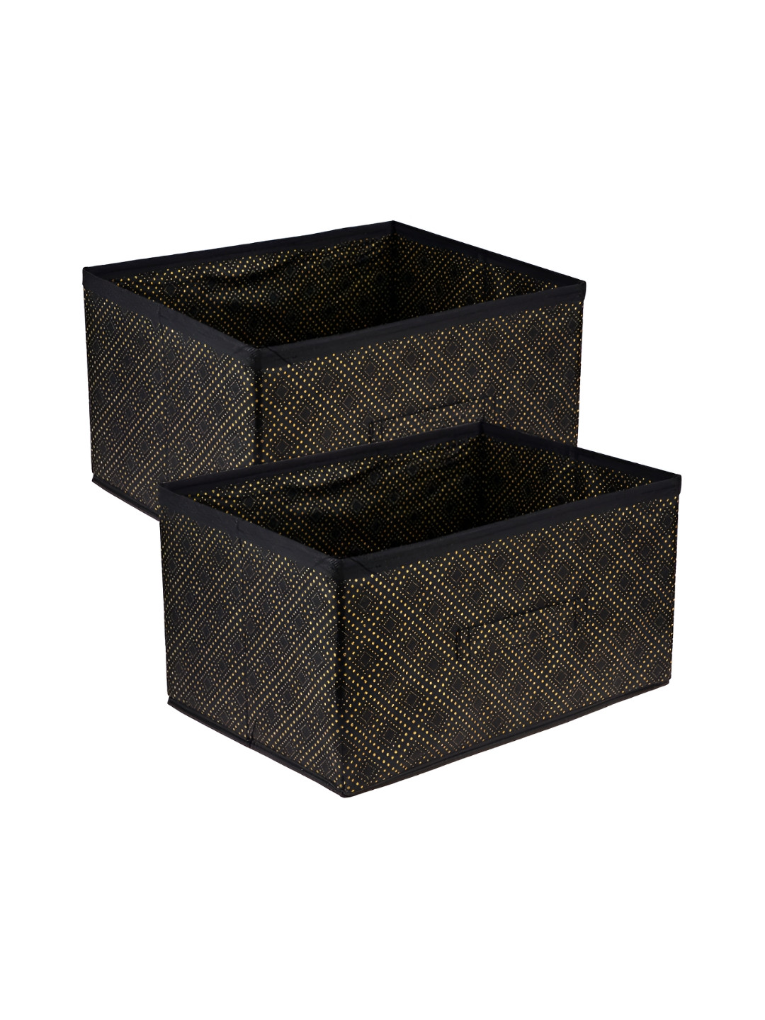 Kuber Industries Black & Gold toned 2 Pieces Reusable Drawer Organiser Organisers