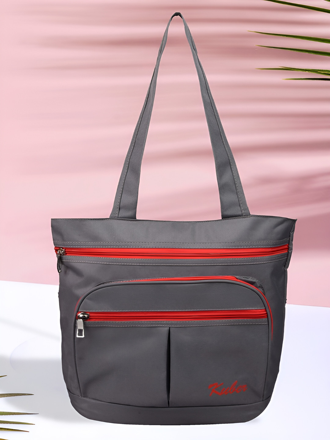 Kuber Industries Grey & Red Reusable Handbag Organiser Organisers