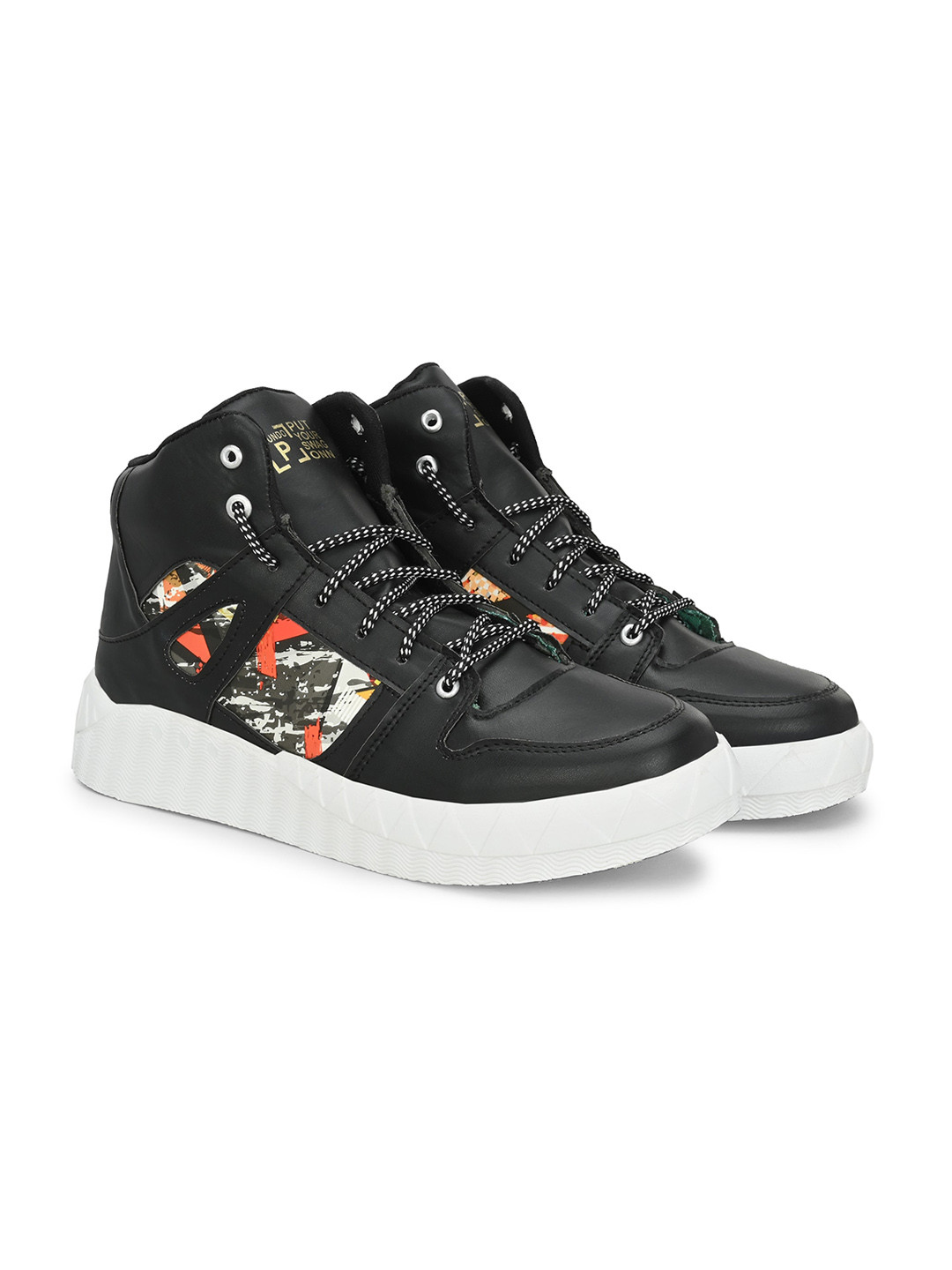 Hundo P Men Printed Round Toe Sneakers