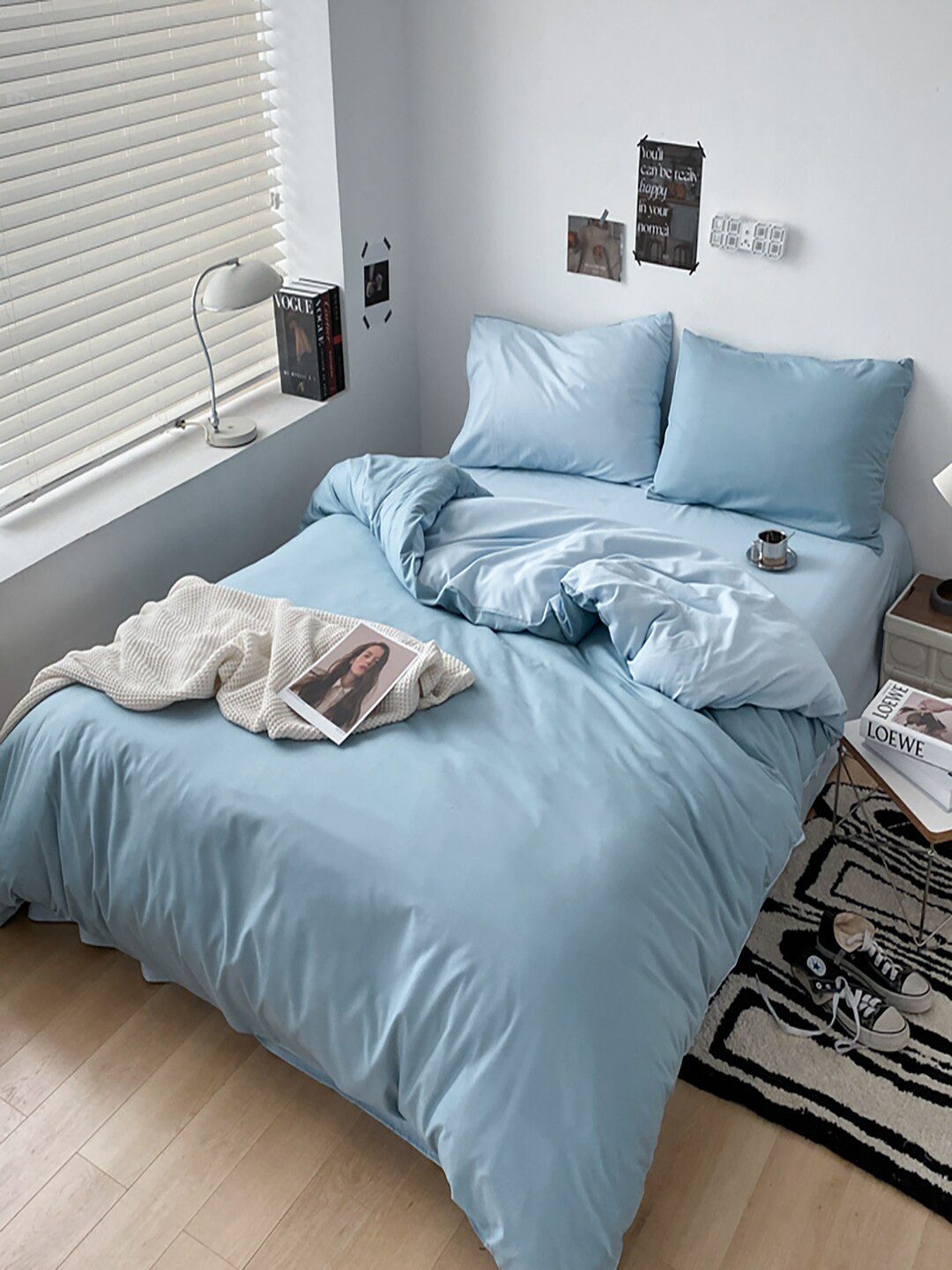 JC HOME Blue Regular Double Queen Bedding Set