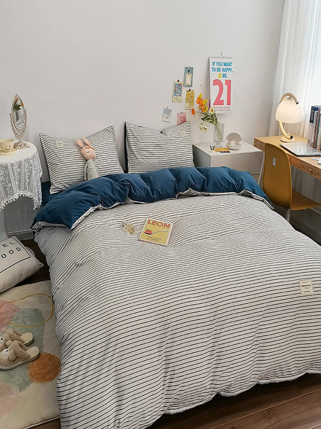 JC HOME Blue Bedding Set