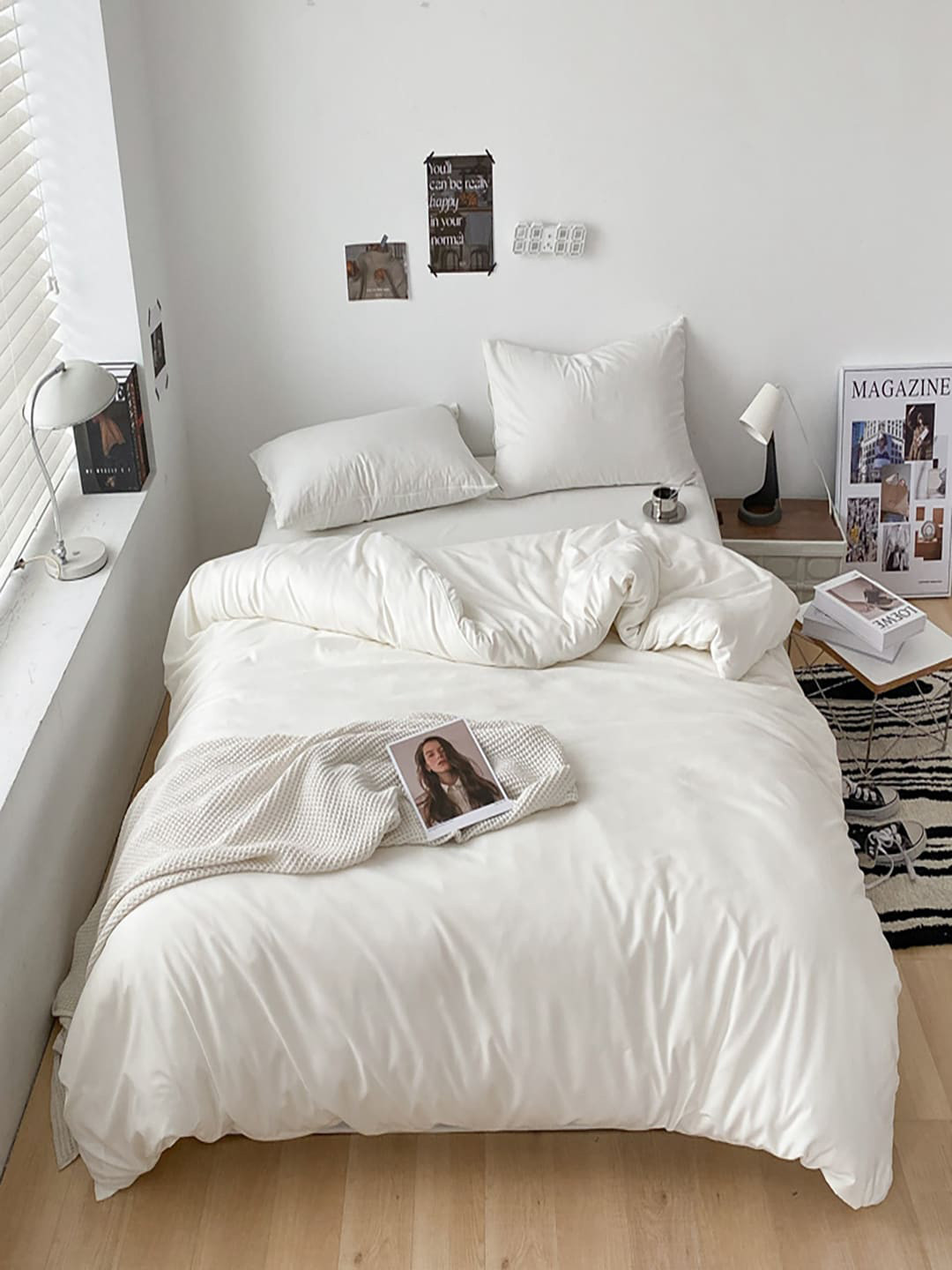 JC HOME White 4 Pieces Double Extra Large Bedding Set