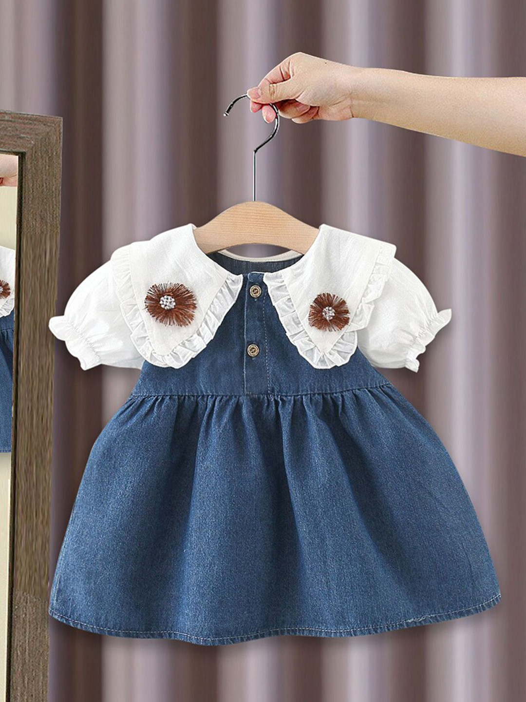 INCLUD Peter Pan collar Short Puff Sleeves Fit & Flare Dress