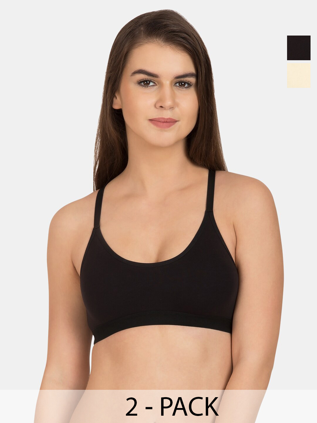 Tweens Pack Of 2 Non Padded Cotton Full Coverage Slip-on T-Shirt Bra All Day Comfort