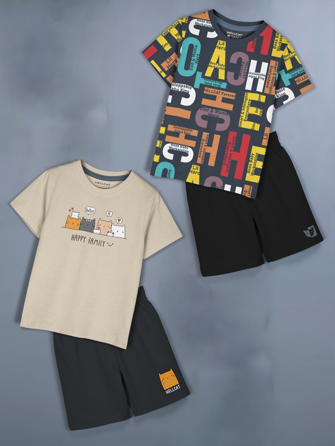 HELLCAT Pack Of 2 Girls Printed Top with Shorts