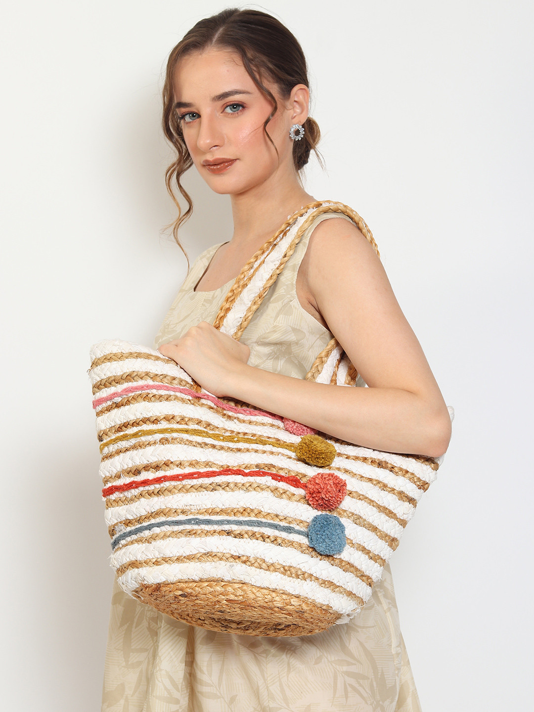 Art Avenue Textured Oversized Jute Shopper Tote Bag