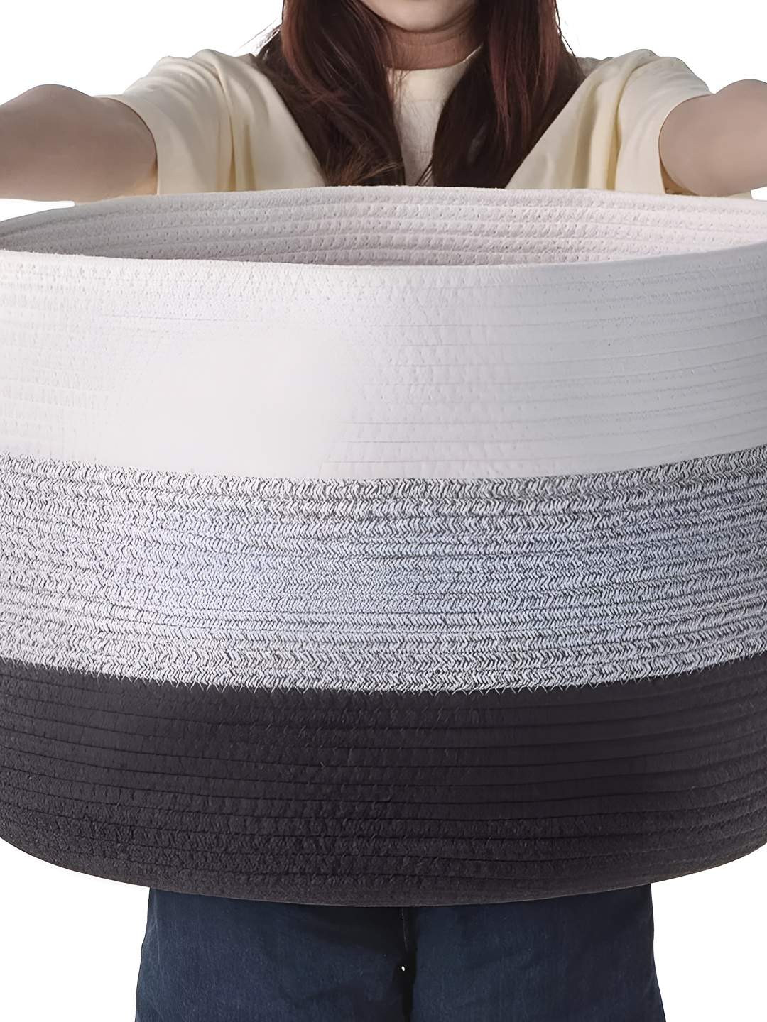 Bajo's White & Grey Cotton Laundry Bag