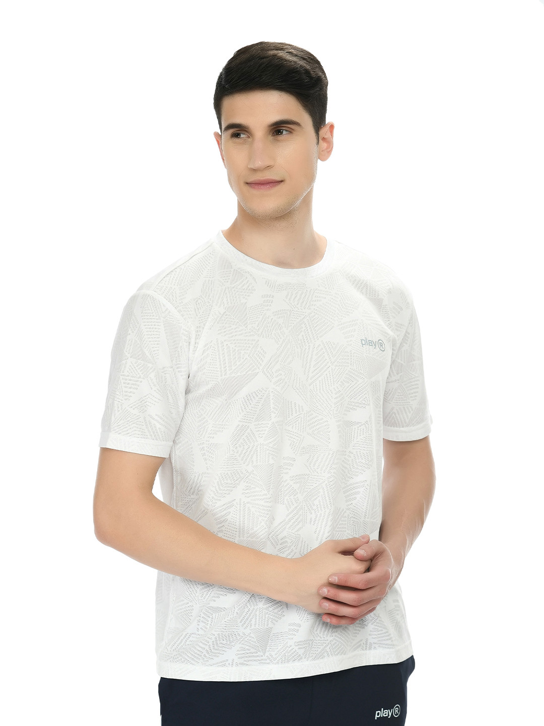playR Round Neck Short Sleeves Abstract Printed Regular Fit Dri-FIT T-shirt