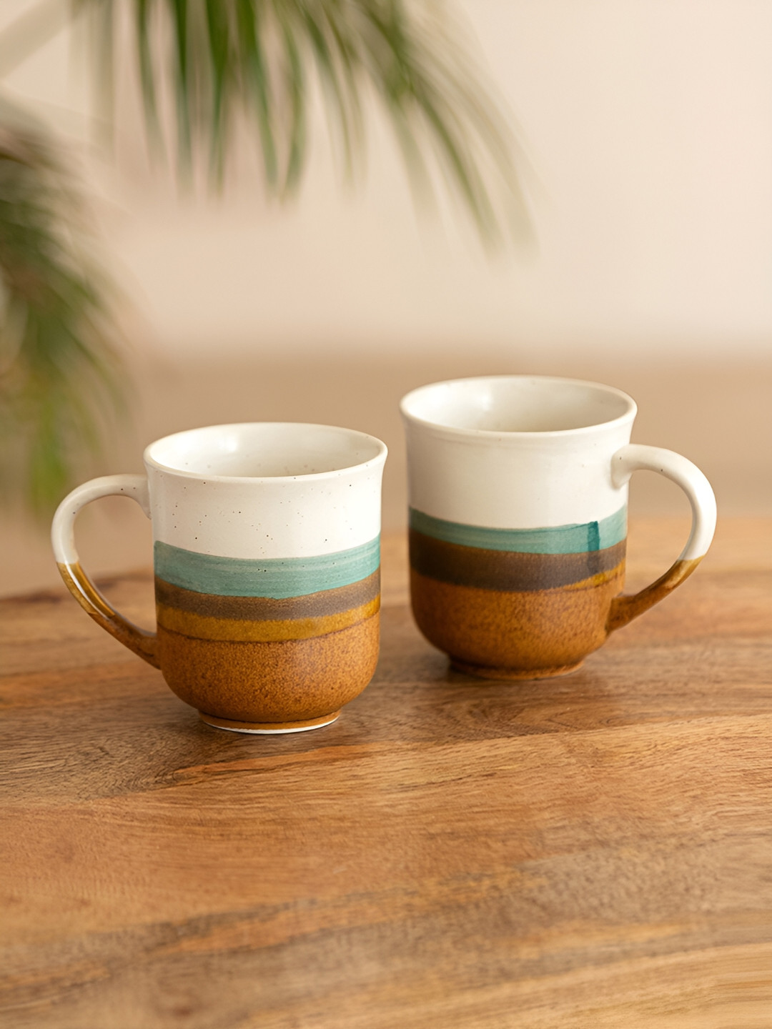 ExclusiveLane Set Of 2 Zen Garden Hand Glazed Ceramic Glossy Tea & Coffee Mug 330 ml