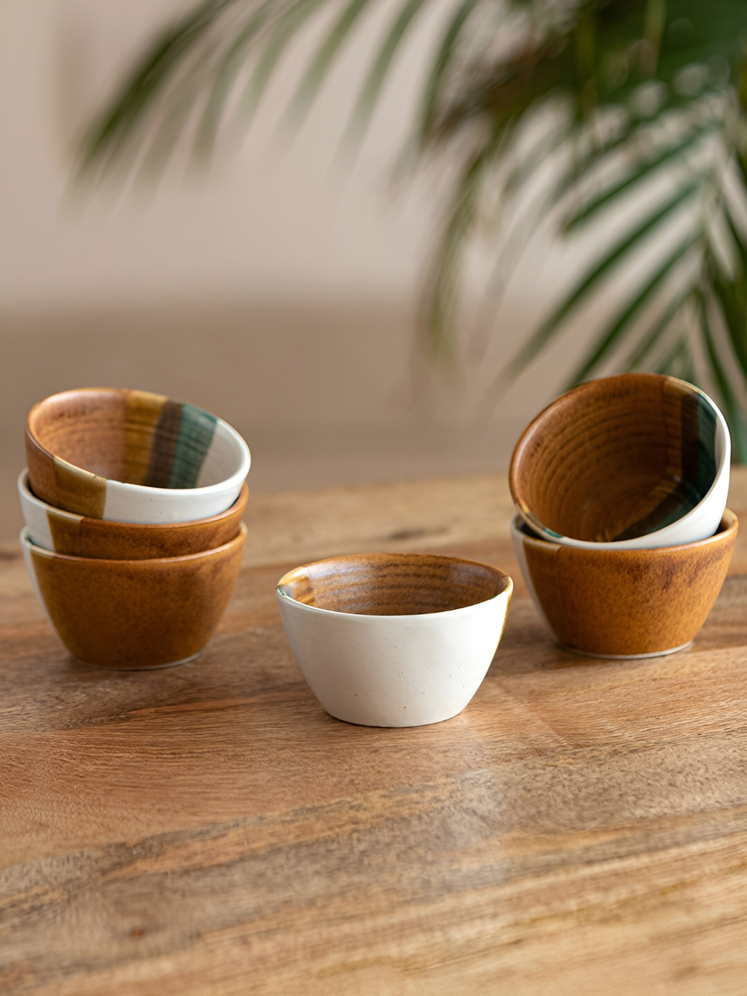 ExclusiveLane Zen Garden Set of 6 Hand Glazed Matte Ceramic Microwave Safe Dinner Bowls