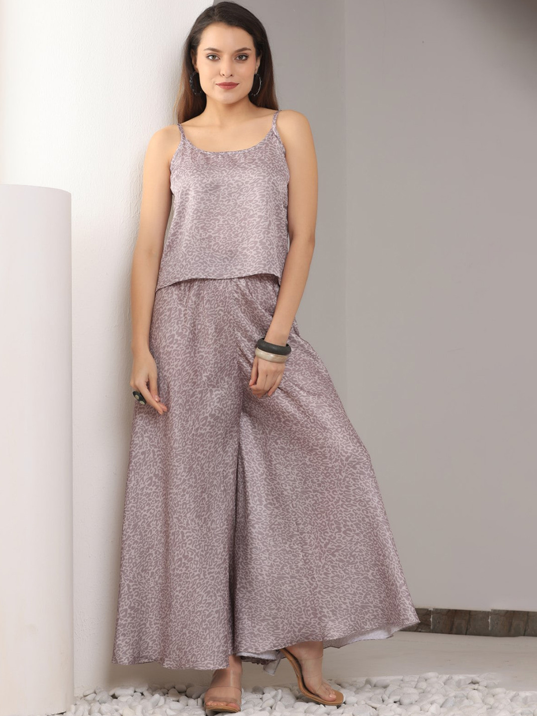 Chanting Blue Printed Top With Palazzo