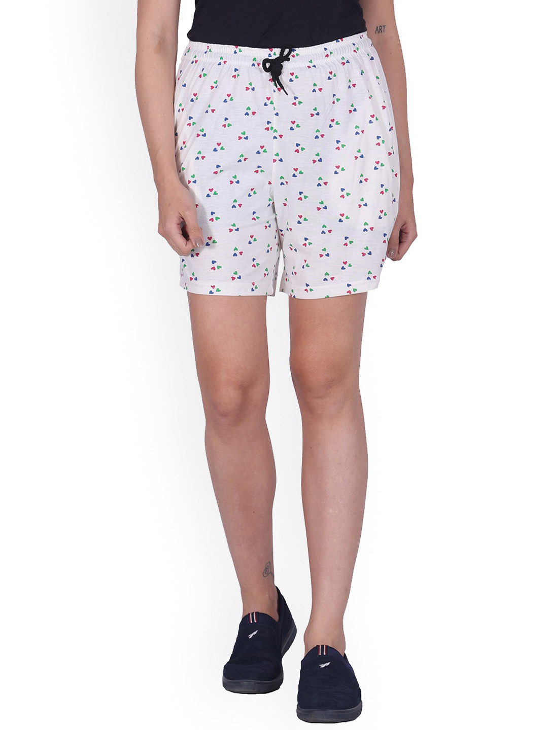BAESD Women Conversation Printed High-Rise Cotton Shorts