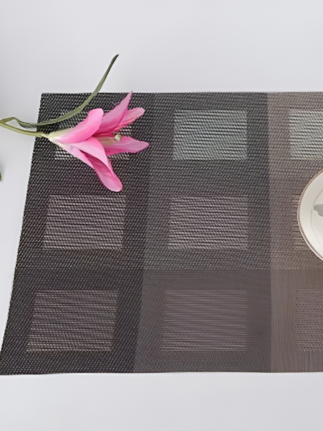 TANLOOMS Brown & Grey 6-Pcs Textured Table Placemats