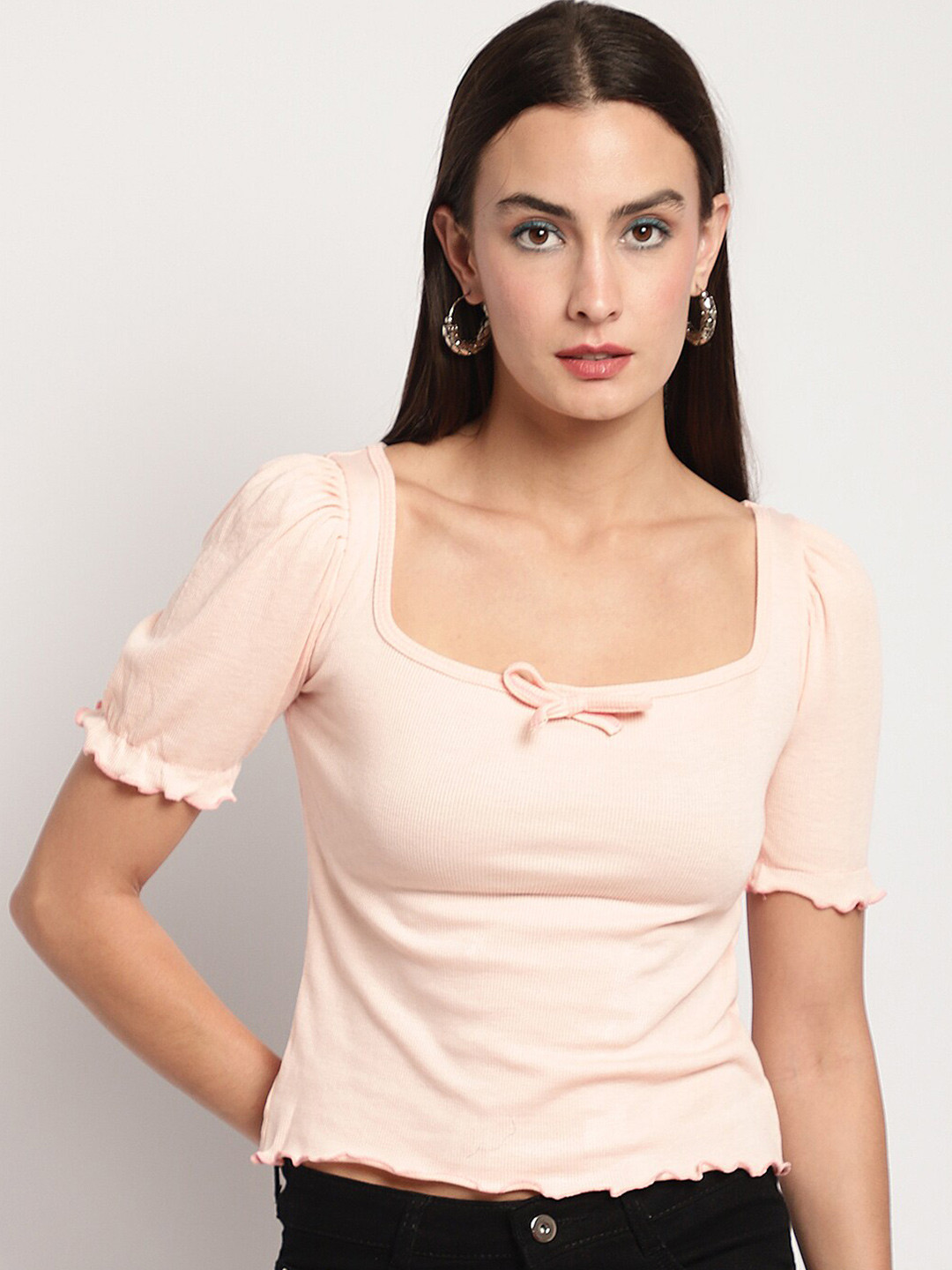 Miaz Lifestyle Square Neck Cotton Crop Top