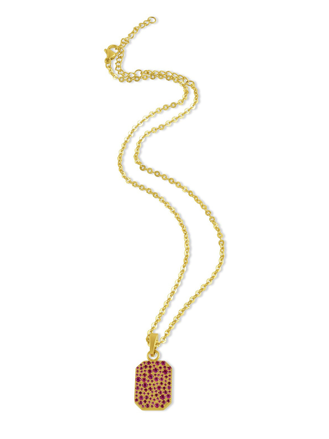 ARVINO Gold-Plated Stone-Studded Brass Pendant With Chain