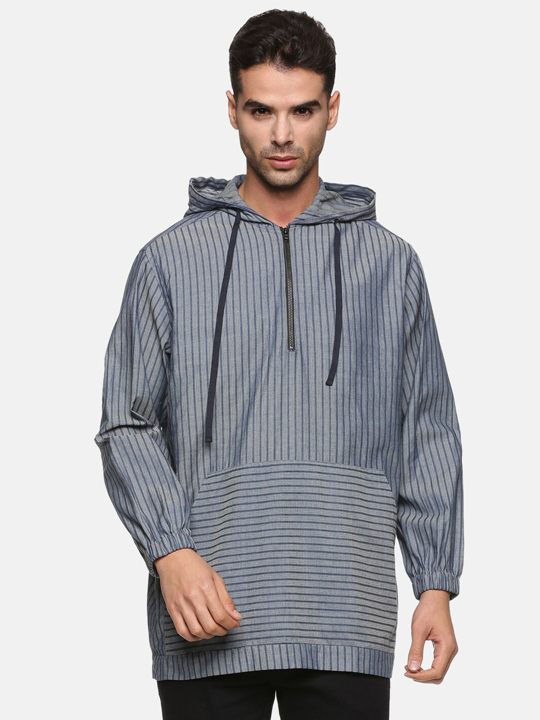 DON VINO Striped Printed Slim Fit Casual Hoodie Shirt