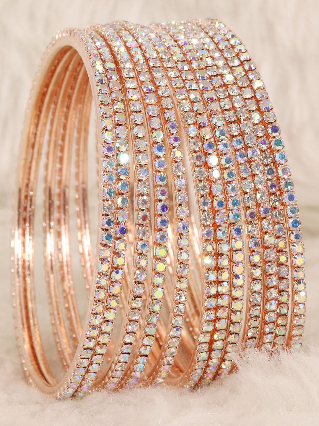 NMII Set Of 12 Gold-Plated Stone-Studded Bangles