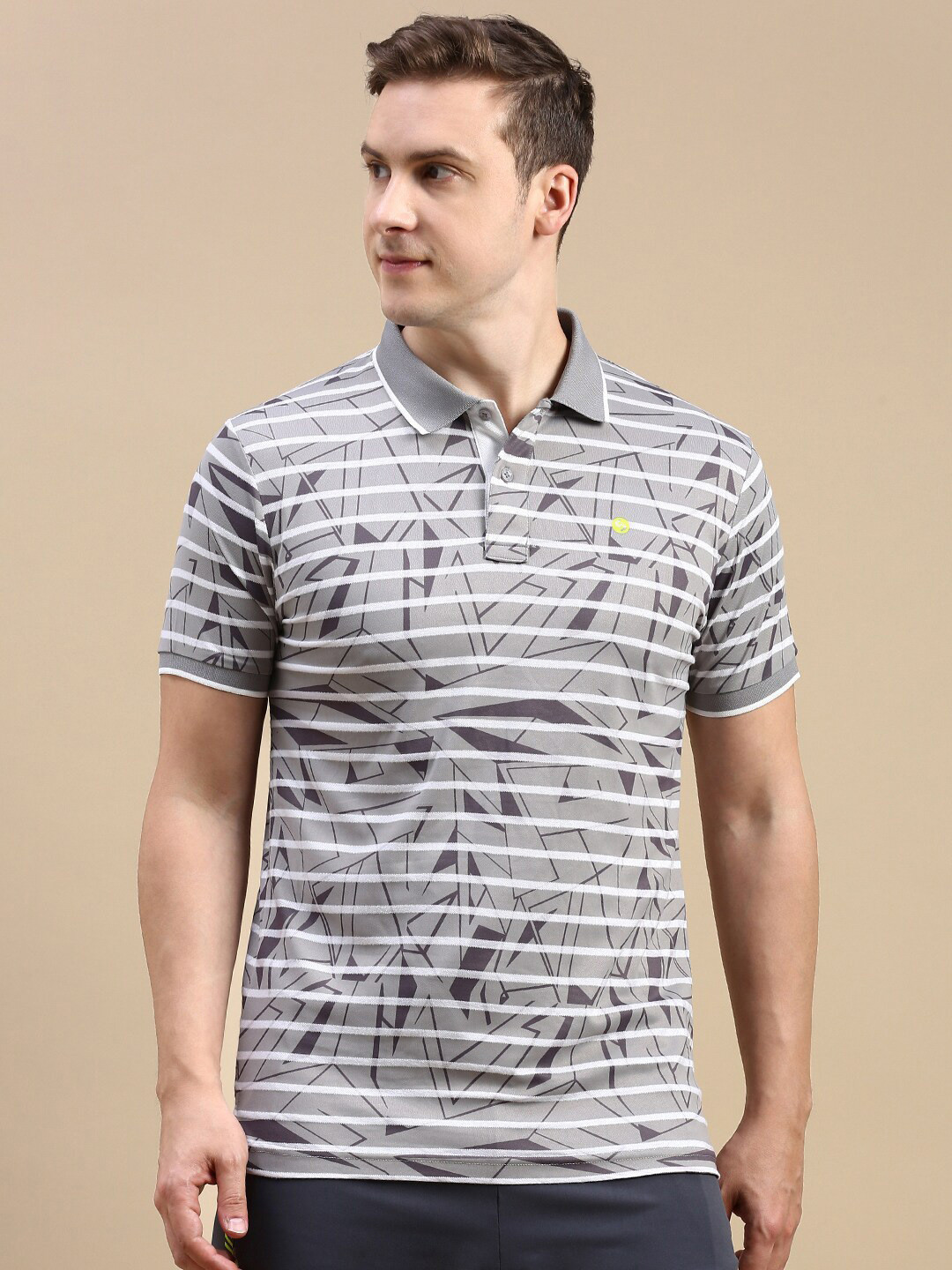 Classic Polo Graphic Printed Polo Collar Antimicrobial Slim Fit T-shirt