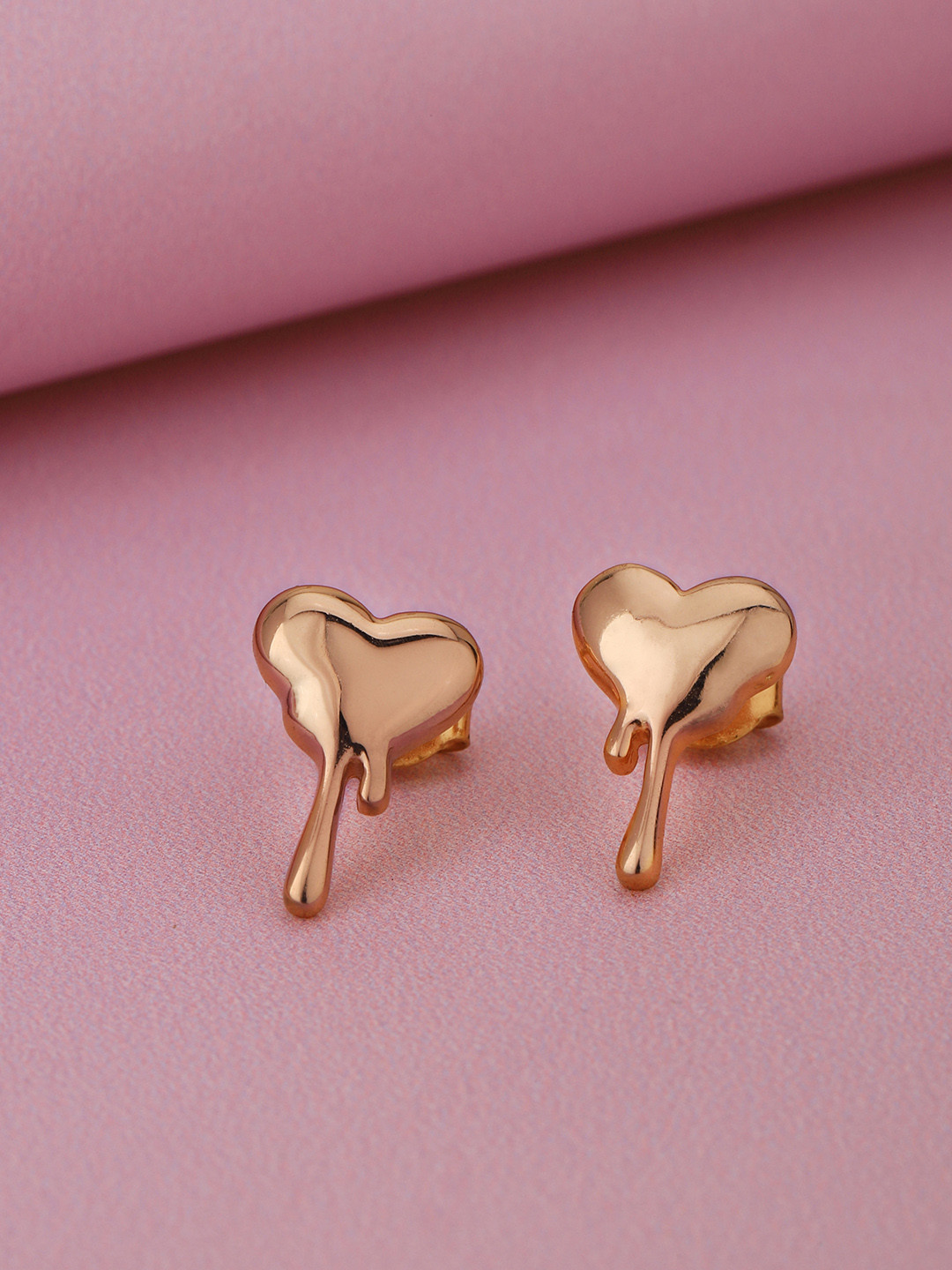 VANBELLE Women 925 Sterling Silver 18kt Rose Gold Plated Melting Heart Stud Earring