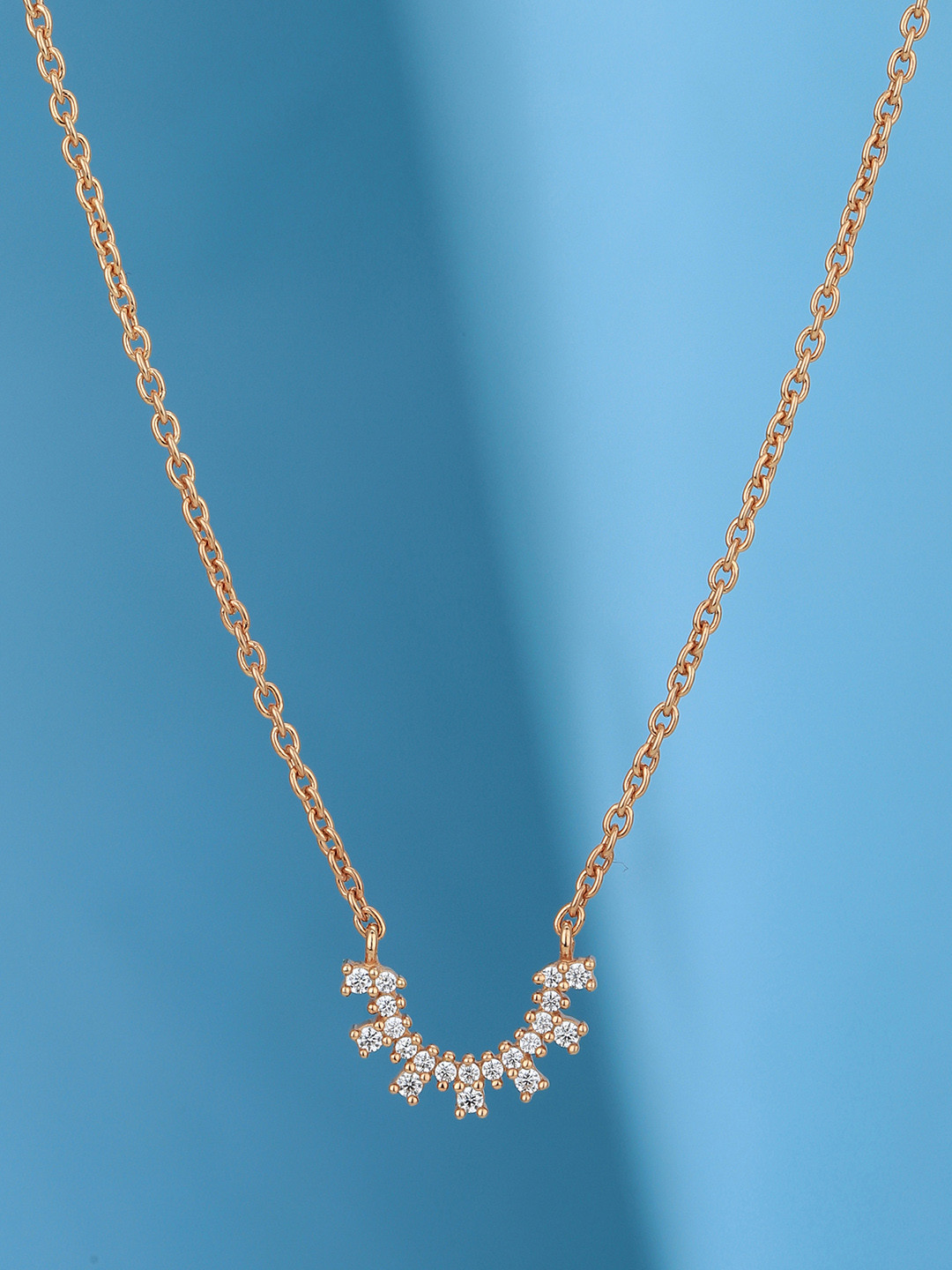 VANBELLE Women 925 Sterling Silver 18kt Rose Gold Plated with CZ Necklace
