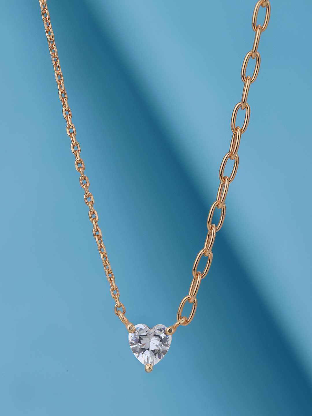 VANBELLE Women 925 Sterling Silver 18kt Rose Gold Plated with CZ Heart Necklace