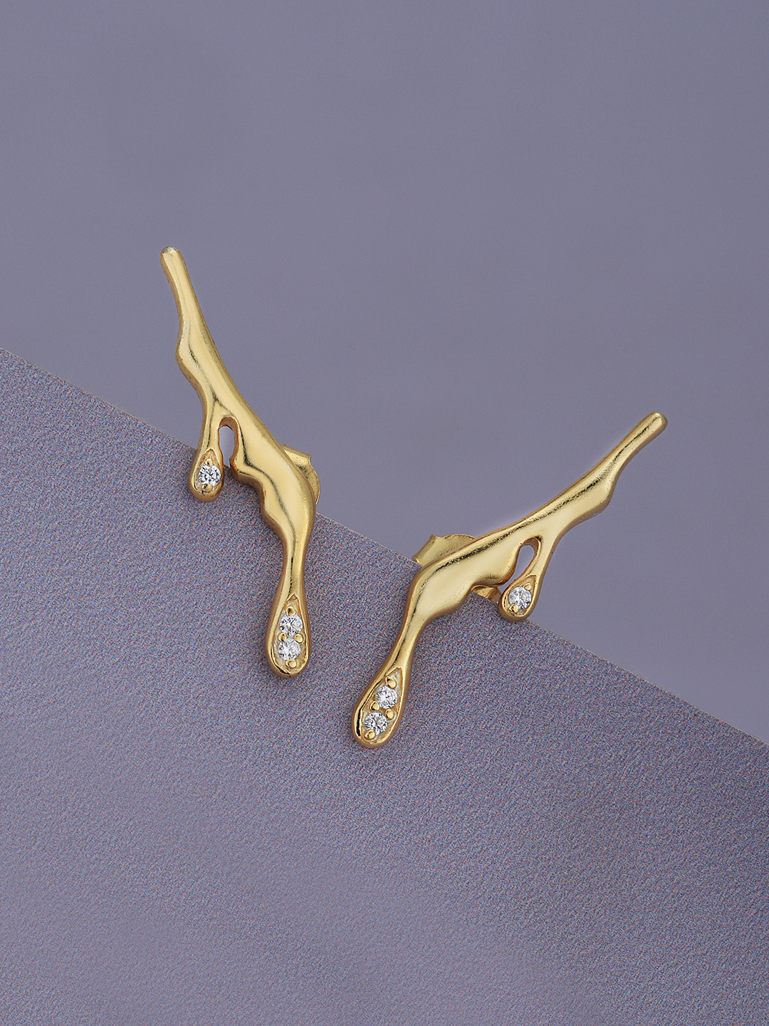 VANBELLE Women 925 Sterling Silver 18ktk Gold Plated Fluid Ear Climber Earring